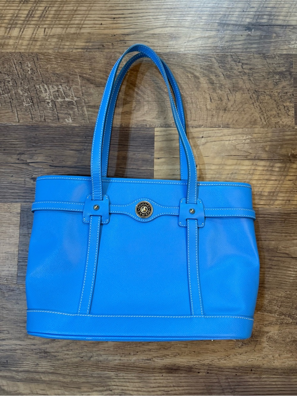 Dooney & Bourke Bright Sky Blue Saffiano
Leather Logo lock tote - Picture 13 of 13